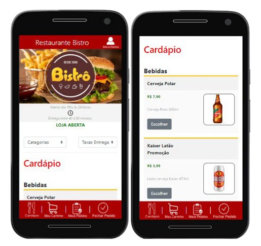 Celulares com Ágil Cardápio